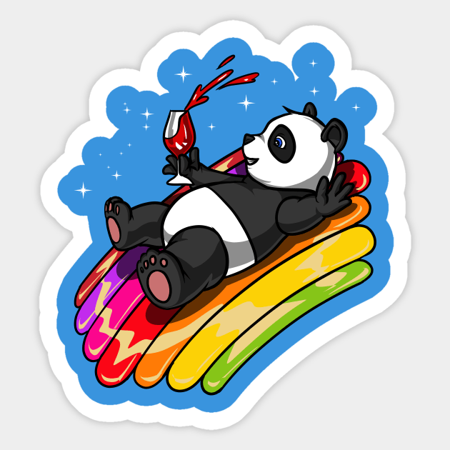 Panda Bear Wine Party Sticker by underheaven